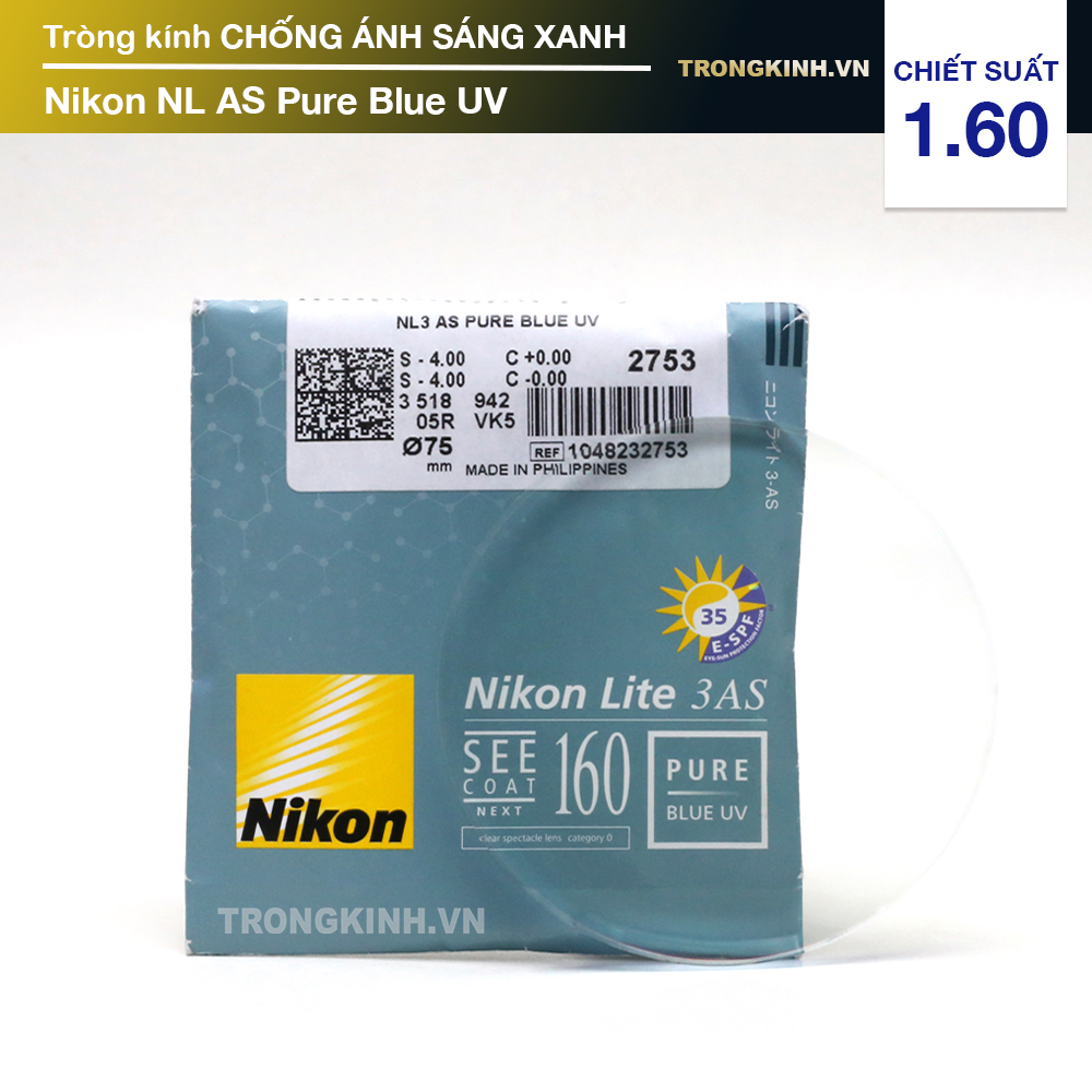 Tròng kính Nikon NLASPureBlueUV 1.60